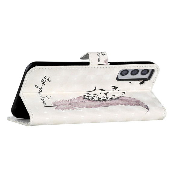 For Samsung Galaxy S21 FE 5G Oil Embossed 3D Drawing Leatherette Phone Case(Feather)