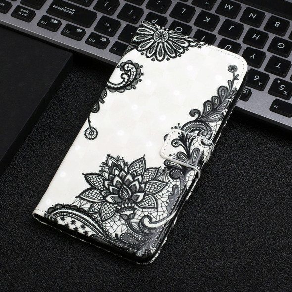 For Samsung Galaxy S22 5G Oil Embossed 3D Drawing Leatherette Phone Case(Lace Flower)