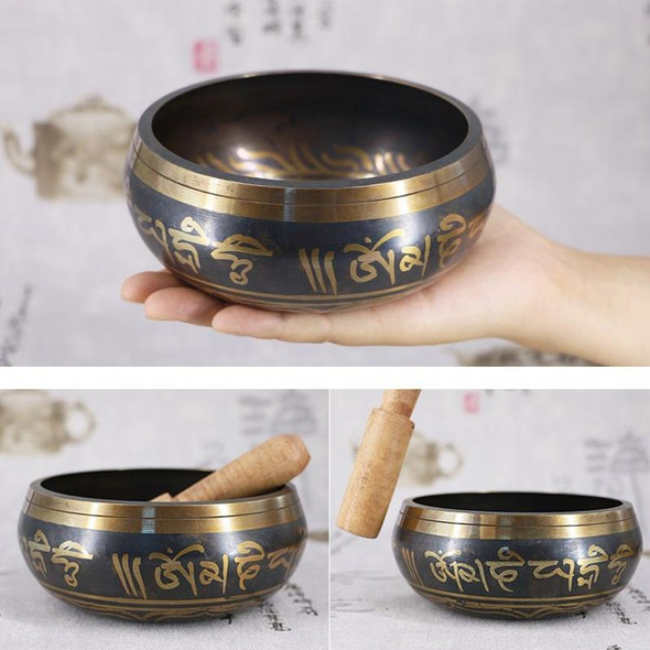 FB02-T8 Buddha Sound Bowl Yoga Meditation Bowl Home Decoration, Random Color And Pattern Delivery, Size: 8.5cm(Bowl+Small Wooden Stick)