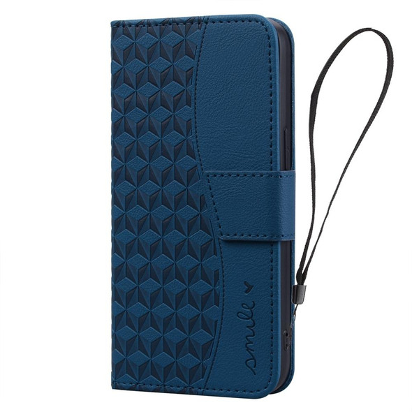 For Samsung Galaxy S21 FE 5G Business Diamond Buckle Leatherette Phone Case with Lanyard(Royal Blue)