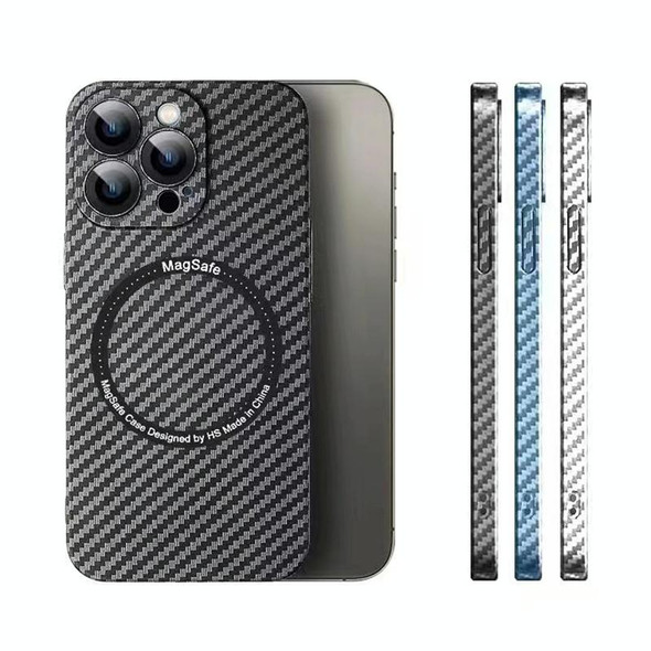 For iPhone 13 Pro MagSafe Magnetic PC Carbon Fiber Phone Case with Lens Film(Black)