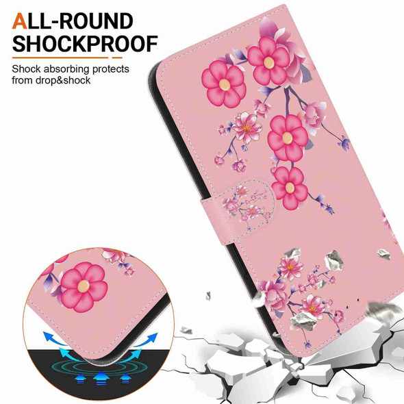 For Samsung Galaxy Note20 Ultra Crystal Texture Colored Drawing Leatherette Phone Case(Cherry Blossoms)