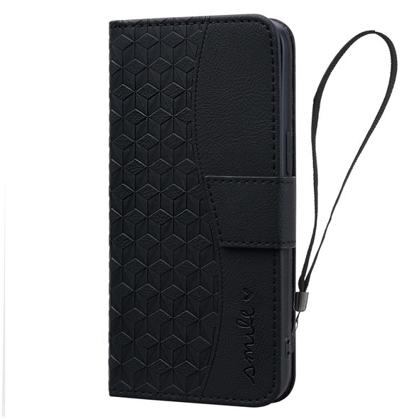 For Samsung Galaxy S21+ 5G Business Diamond Buckle Leatherette Phone Case with Lanyard(Black)