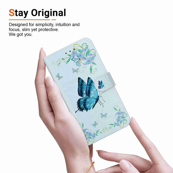 For Samsung Galaxy S21 5G Crystal Texture Colored Drawing Leatherette Phone Case(Blue Pansies)