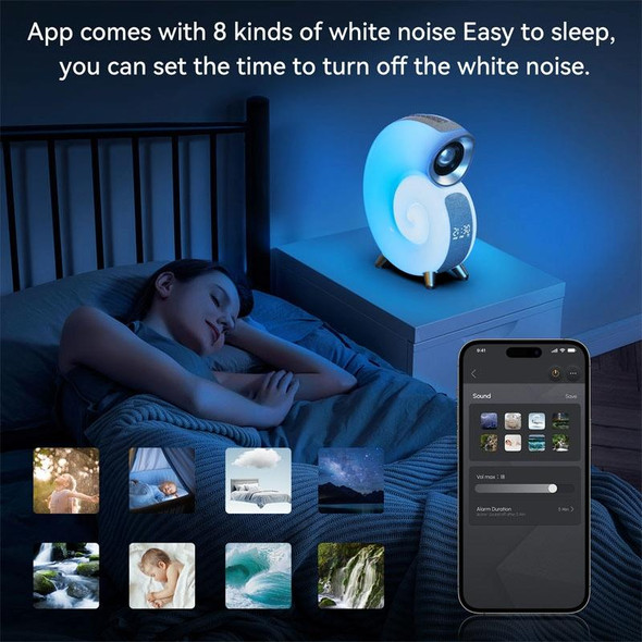 Conch-Shaped APP Controls Wake-Up Smart Clock Bluetooth Speakers With White Noise(Conch)
