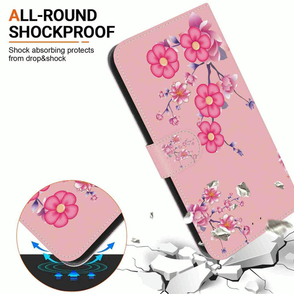 For Samsung Galaxy S21+ 5G Crystal Texture Colored Drawing Leatherette Phone Case(Cherry Blossoms)