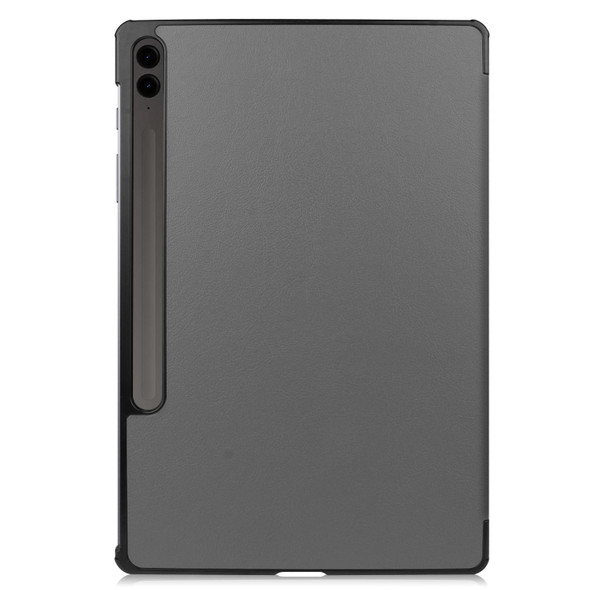 For Samsung Galaxy Tab S9 FE+ Custer Pure Color 3-Fold Holder Smart Leatherette Tablet Case(Grey)