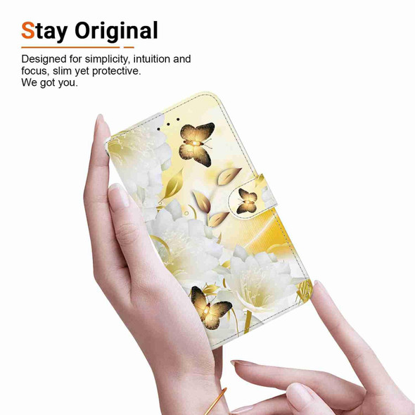 For Samsung Galaxy A23 Crystal Texture Colored Drawing Leatherette Phone Case(Gold Butterfly Epiphyllum)