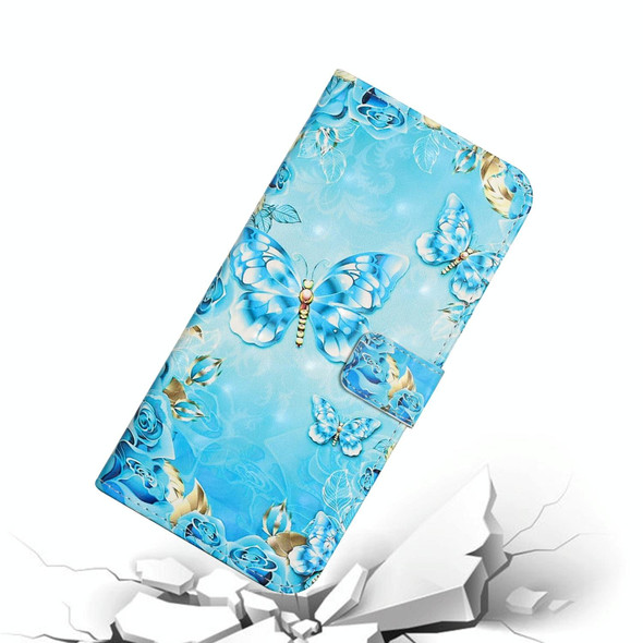 For Samsung Galaxy S21 FE 5G Oil Embossed 3D Drawing Leatherette Phone Case(Blue Butterflies)