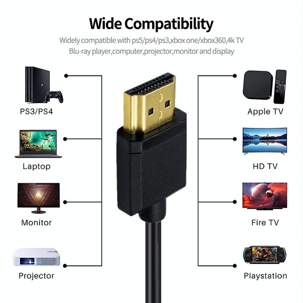 JUNSUNMAY 4K 60Hz HDMI Male to Male HDMI 2.0V Elbow Head Spring Cable, Length:1.2m(Down)