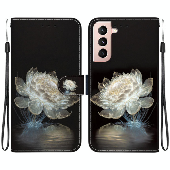 For Samsung Galaxy S22+ 5G Crystal Texture Colored Drawing Leatherette Phone Case(Crystal Peony)