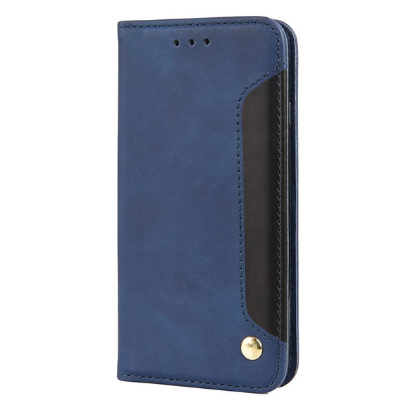 Skin Feel Splicing Leather Phone Case - iPhone SE 2022 / SE 2020 / 8 / 7(Blue)