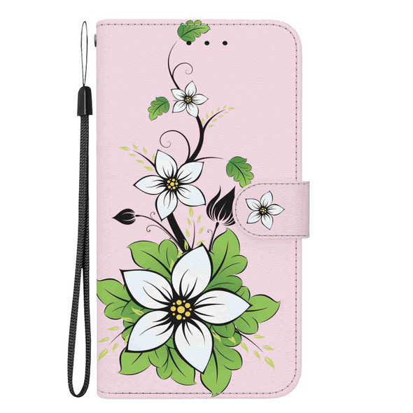 For Samsung Galaxy S21 5G Crystal Texture Colored Drawing Leatherette Phone Case(Lily)