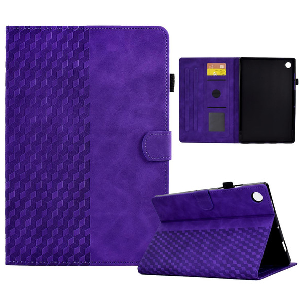 For Samsung Galaxy Tab A9 Rhombus Embossed Leatherette Tablet Case(Purple)