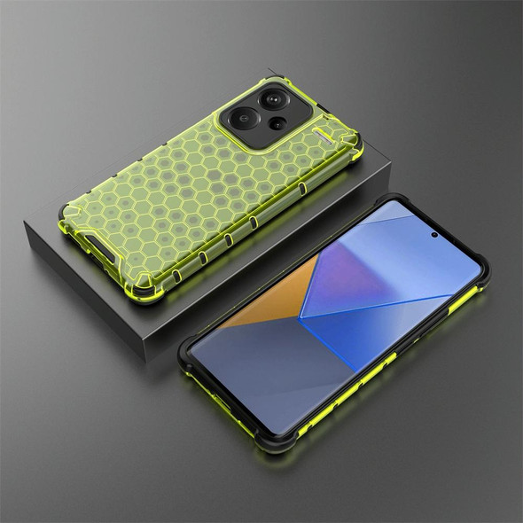 For Redmi Note 13 Pro+ Shockproof Honeycomb Phone Case(Green)