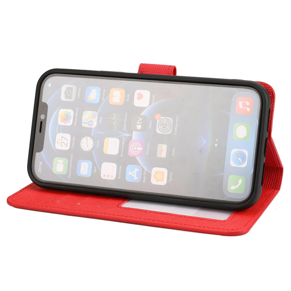 For iPhone 15 Pro Cross Texture Detachable Horizontal Flip PU Leatherette Case(Red)