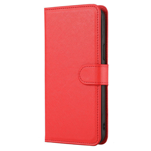 For iPhone 15 Pro Cross Texture Detachable Horizontal Flip PU Leatherette Case(Red)