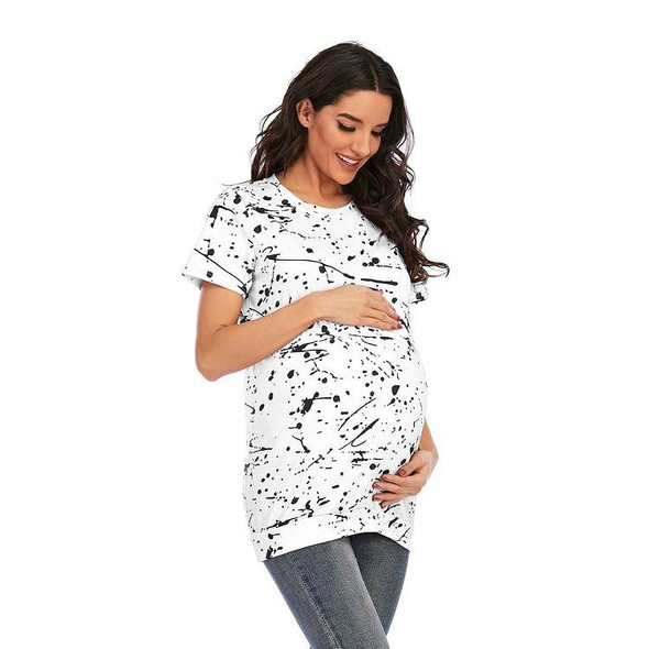 Tie-dye Short-sleeved T-shirt Plus Size Maternity Wear (Color:White Size:XXL)