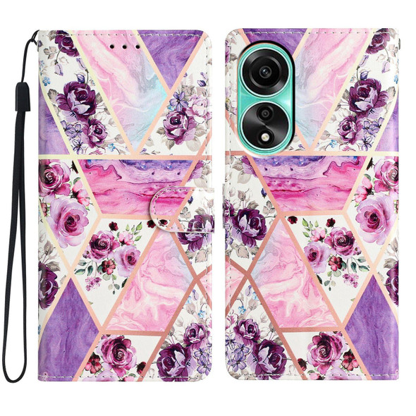 For OPPO A78 4G Colored Drawing Leatherette Phone Case(Purple Marble)