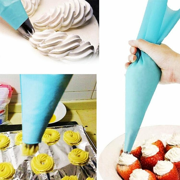 4 in 1 Silicone Icing Piping Cream Pastry Bag Nozzle DIY Cake Decorating Tools Set(EVA Bag Green 4 Mixed)