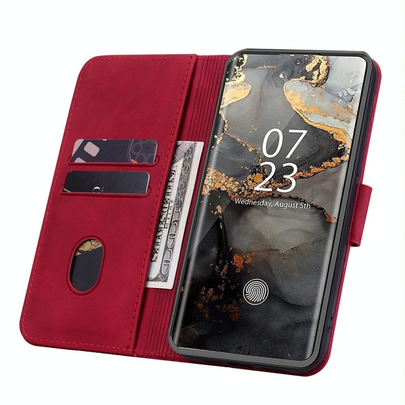 For Samsung Galaxy S21 Ultra 5G Business Diamond Buckle Leatherette Phone Case with Lanyard(Wine Red)