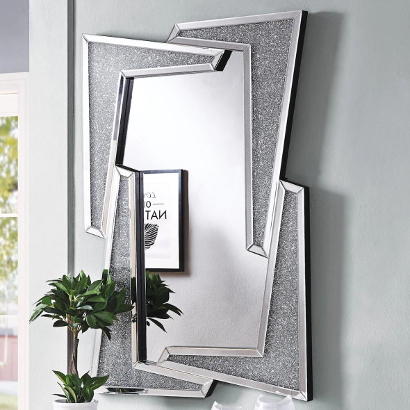 Home Vive - Glam Wall Mirror with Faux Diamond Inlays