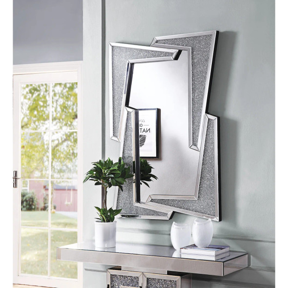 Home Vive - Glam Wall Mirror with Faux Diamond Inlays