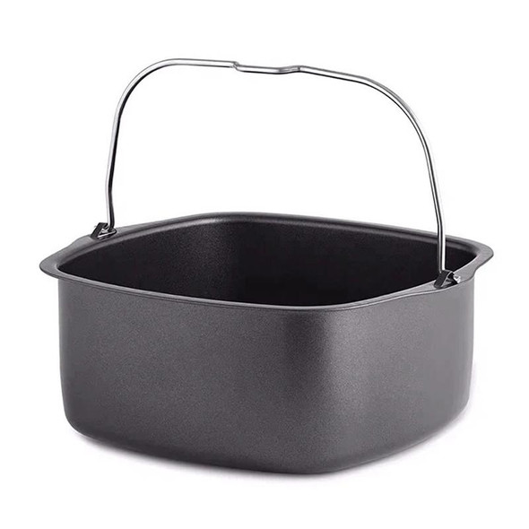 For Square 3.8-8qt Air Fryer Square Non-Stick Cake Basket Baking Tray, Style: 8inch With Ear