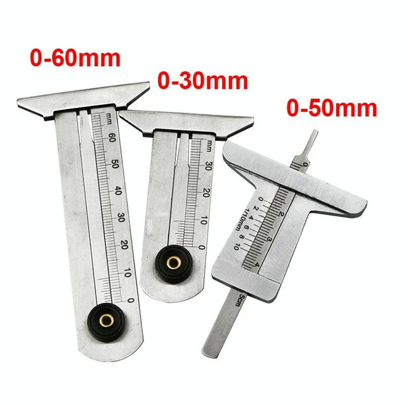 0-60mm Stainless Steel Tire Tread Vernier Depth Gauge