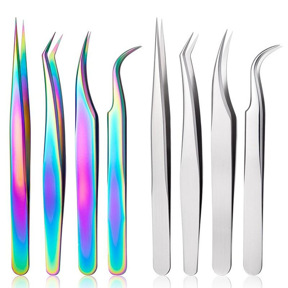 Nail Art Eyelash Tweezers Stainless Steel Colorful High Precision Grafting Eyelash Curler, Specification: 3 PCS Titanium Dolphins