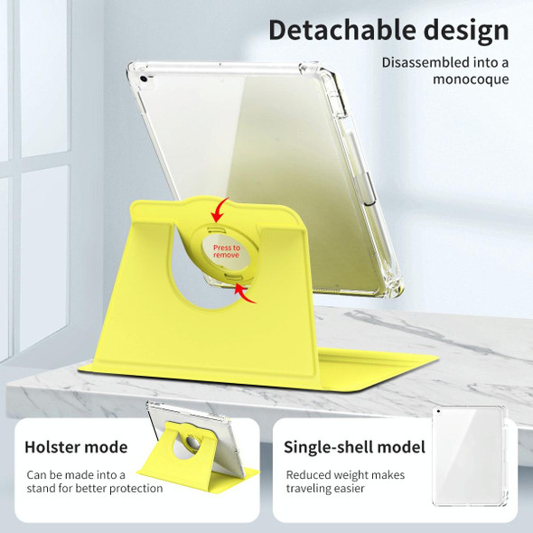 For iPad Pro 9.7 / 9.7 2018 / 2017 360 Rotation Detachable Clear Acrylic Leatherette Tablet Case(Yellow)