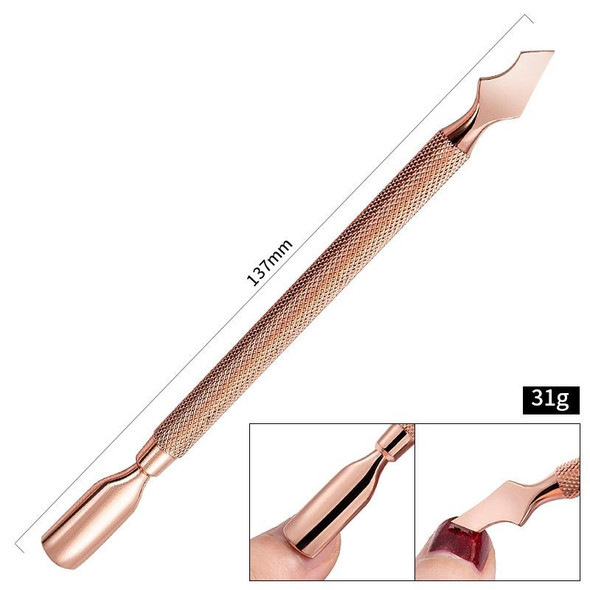 3 PCS Stainless Steel Rose Gold Double-Headed Steel Push Dead Skin Scissors Nail Set,Style: 01 Big Head