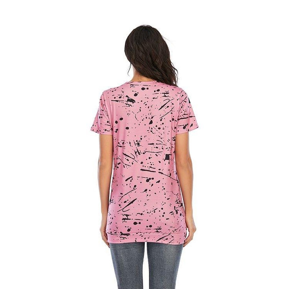 Tie-dye Short-sleeved T-shirt Plus Size Maternity Wear (Color:Pink Size:XXL)