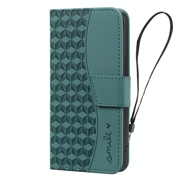For Samsung Galaxy S21 Ultra 5G Business Diamond Buckle Leatherette Phone Case with Lanyard(Green)