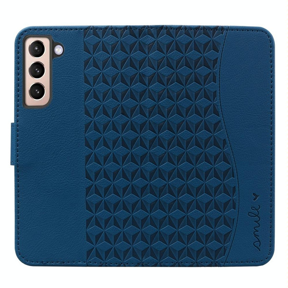 For Samsung Galaxy S21+ 5G Business Diamond Buckle Leatherette Phone Case with Lanyard(Royal Blue)