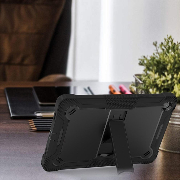 For Samsung Galaxy Tab A9 Shockproof Silicone Hybrid PC Tablet Case with Holder(Black)