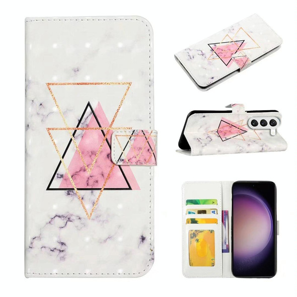 For Samsung Galaxy S23 5G Oil Embossed 3D Drawing Leatherette Phone Case(Triangular Marble)