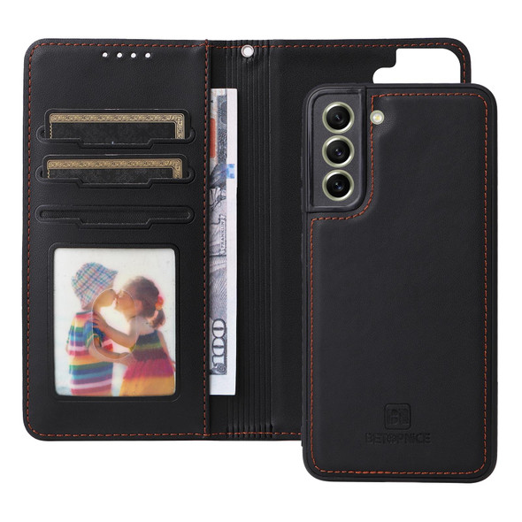 For Samsung Galaxy S21 FE BETOPNICE BN-005 2 in 1 Detachable Imitate Genuine Leatherette Phone Case(Black)