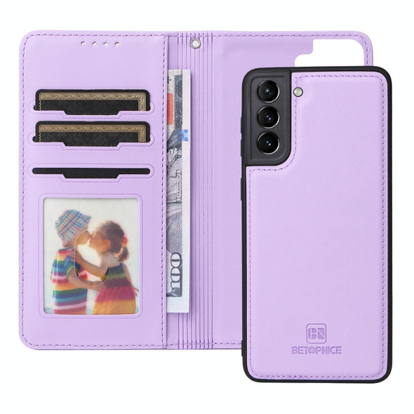 For Samsung Galaxy S21+ BETOPNICE BN-005 2 in 1 Detachable Imitate Genuine Leatherette Phone Case(Light Purple)