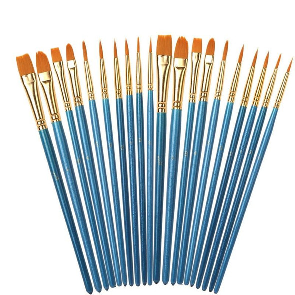 2 Packs Nylon Pearlescent Round Head Watercolor Acrylic Hook Line Brush(Blue)