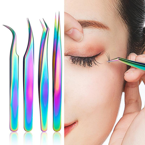 Nail Art Eyelash Tweezers Stainless Steel Colorful High Precision Grafting Eyelash Curler, Specification: 3 PCS Titanium Feather Clip