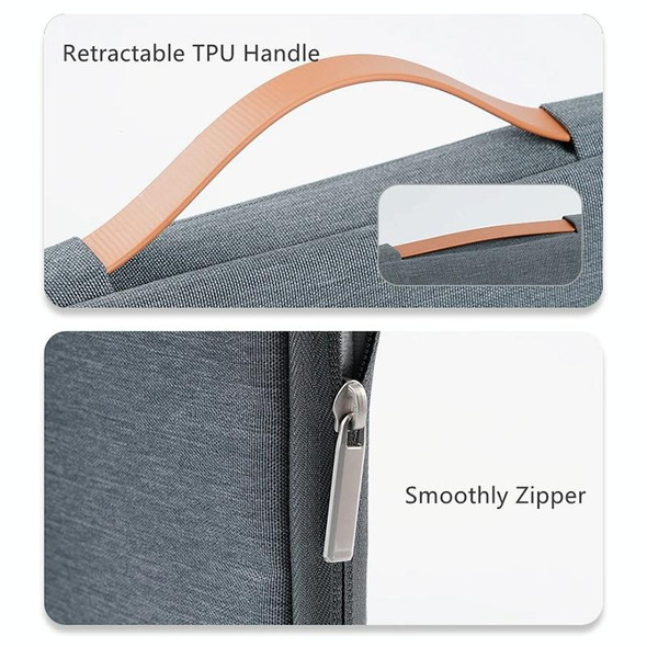 For 13 inch Laptop Zipper Waterproof  Handheld Sleeve Bag (Grey)