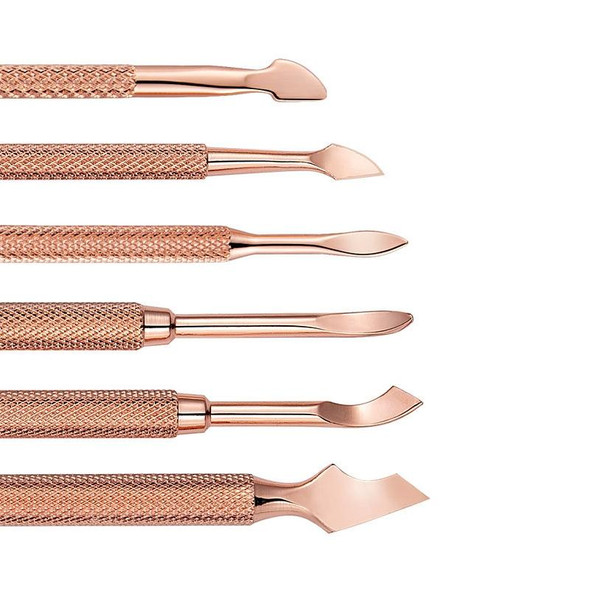 3 PCS Stainless Steel Rose Gold Double-Headed Steel Push Dead Skin Scissors Nail Set,Style: Dot Flower Needle
