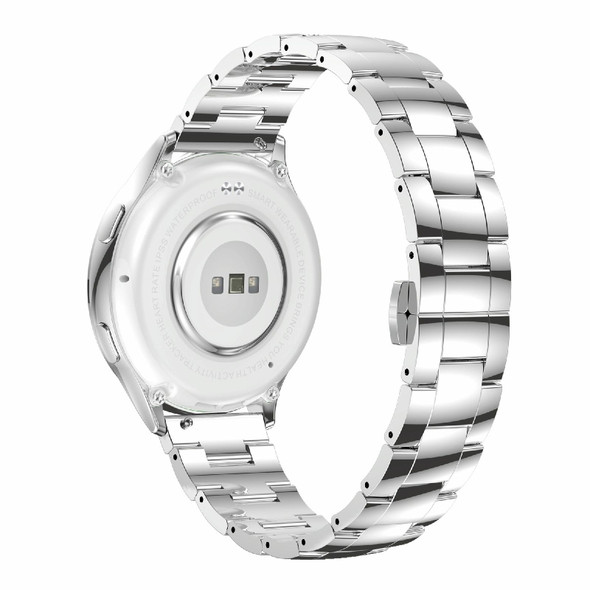 AK53 IP67 BT5.2 1.32inch Smart Watch Support Voice Call / Health Monitoring, Style:Pearl Steel Strap(Silver)
