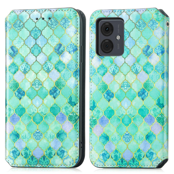 For Motorola Moto G14 CaseNeo Colorful Magnetic Leatherette Phone Case(Emeralds)