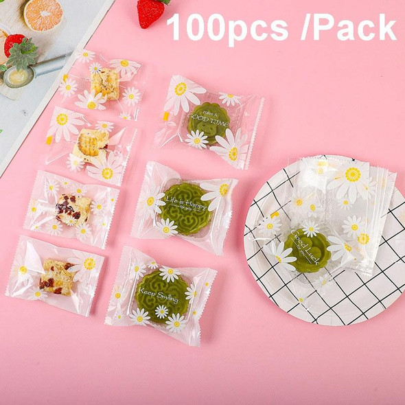 100pcs /Pack 4x9.5cm Daisy Pattern Cookie Packaging Bags Snack Machine Sealable Bags