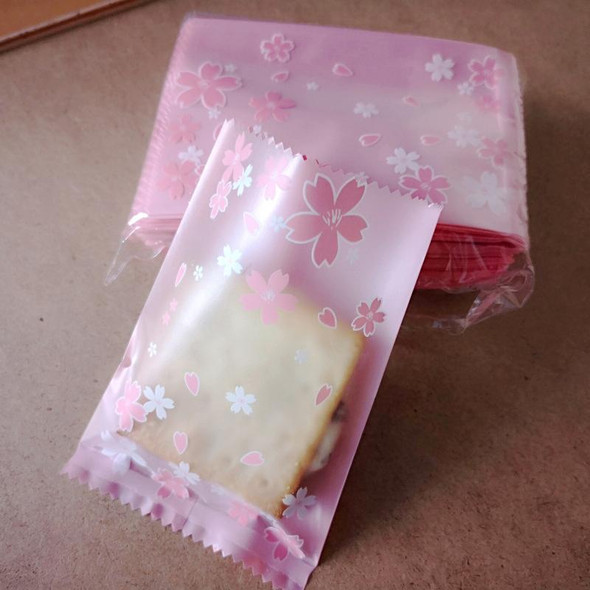 100pcs /Pack 7x10cm Baking Packaging Frosted Machine Sealed Bags Cherry Blossom Pattern Cookie Bags