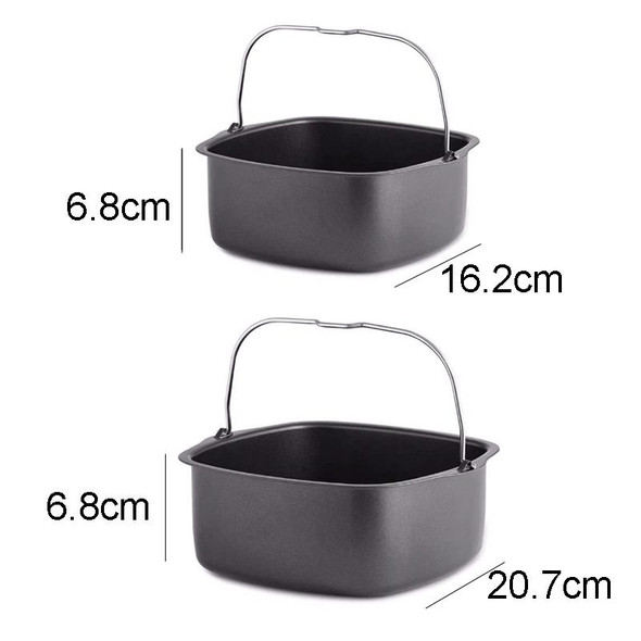 For Square 3.8-8qt Air Fryer Square Non-Stick Cake Basket Baking Tray, Style: 7inch With Ear