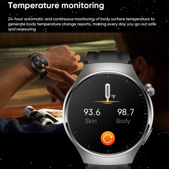 MT200 1.43 inch AMOLED IP67 Smart Call Watch, Support ECG/Body Temperature/Blood Glucose Monitoring(Silver)