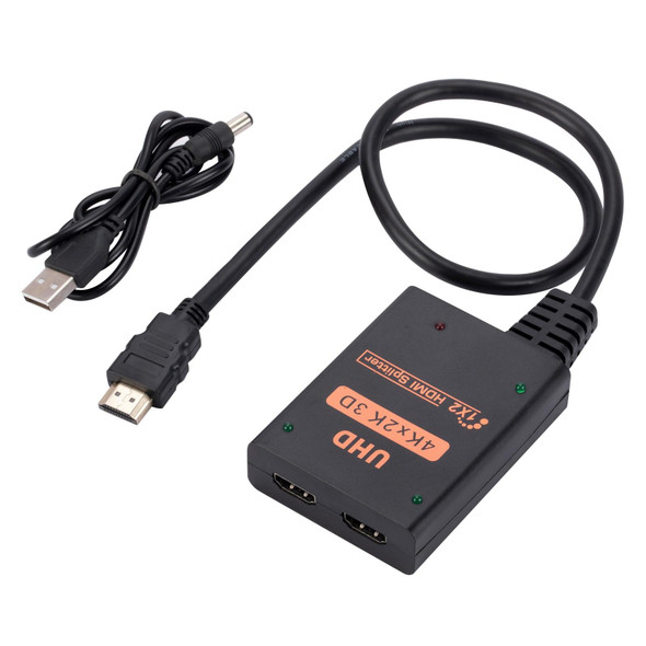 1 into 2 out HDMI 4K HD Video Splitter, with Cable